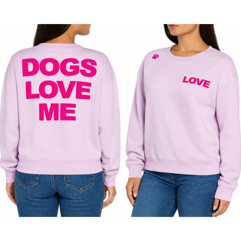 Wildfox Dogs Love Me Graphic Crewneck Sweatshirt Lavender Neon Pink XXL